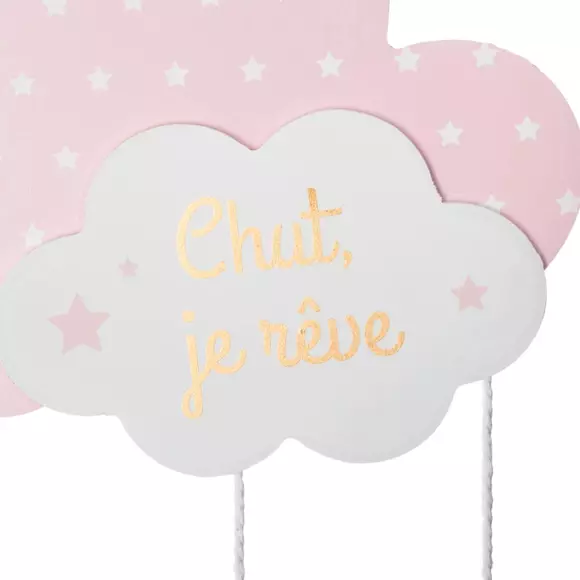 Eminza Mobile Bébé Bois Et Coton (H57.5 Cm) Nuage Rose