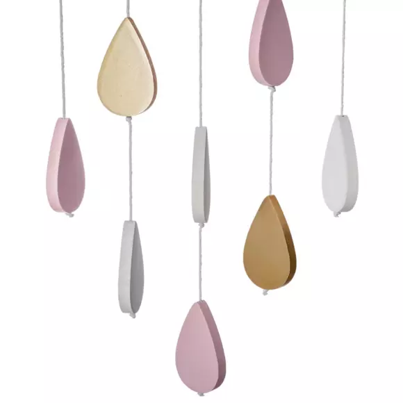 Eminza Mobile Bébé Bois Et Coton (H57.5 Cm) Nuage Rose