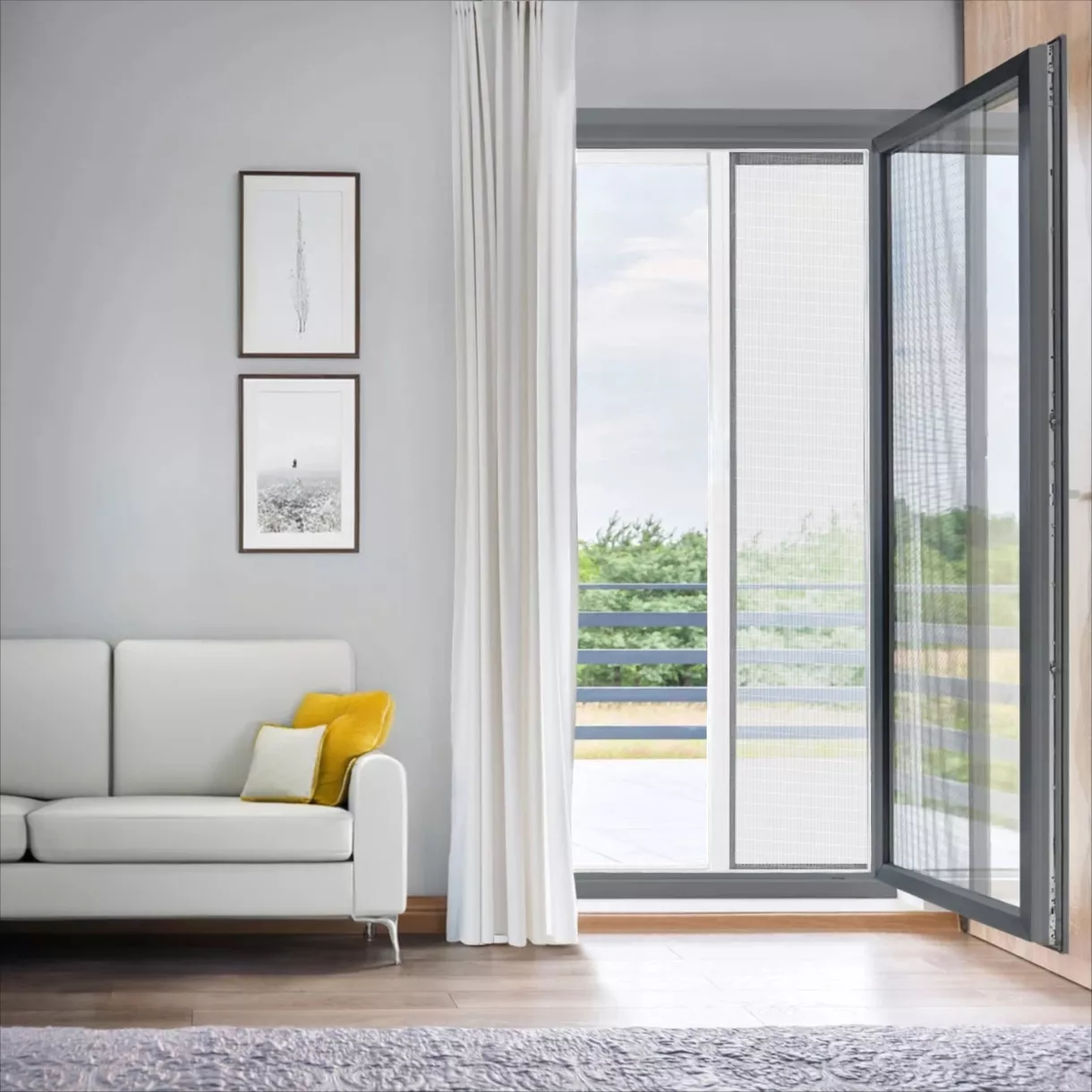eminza Moustiquaire porte fenêtre enroulable latérale (140 x 230 cm) Moustyk Blanc