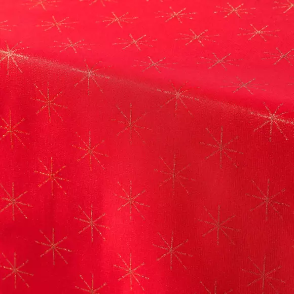Eminza Nappe De Noël Rectangulaire (140 X 240 Cm) Etoiles Rouge