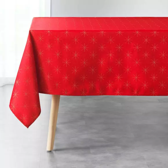 Eminza Nappe De Noël Rectangulaire (140 X 240 Cm) Etoiles Rouge