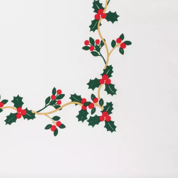 Eminza Nappe De Noël Rectangulaire (140 X 240 Cm) Houx Blanc