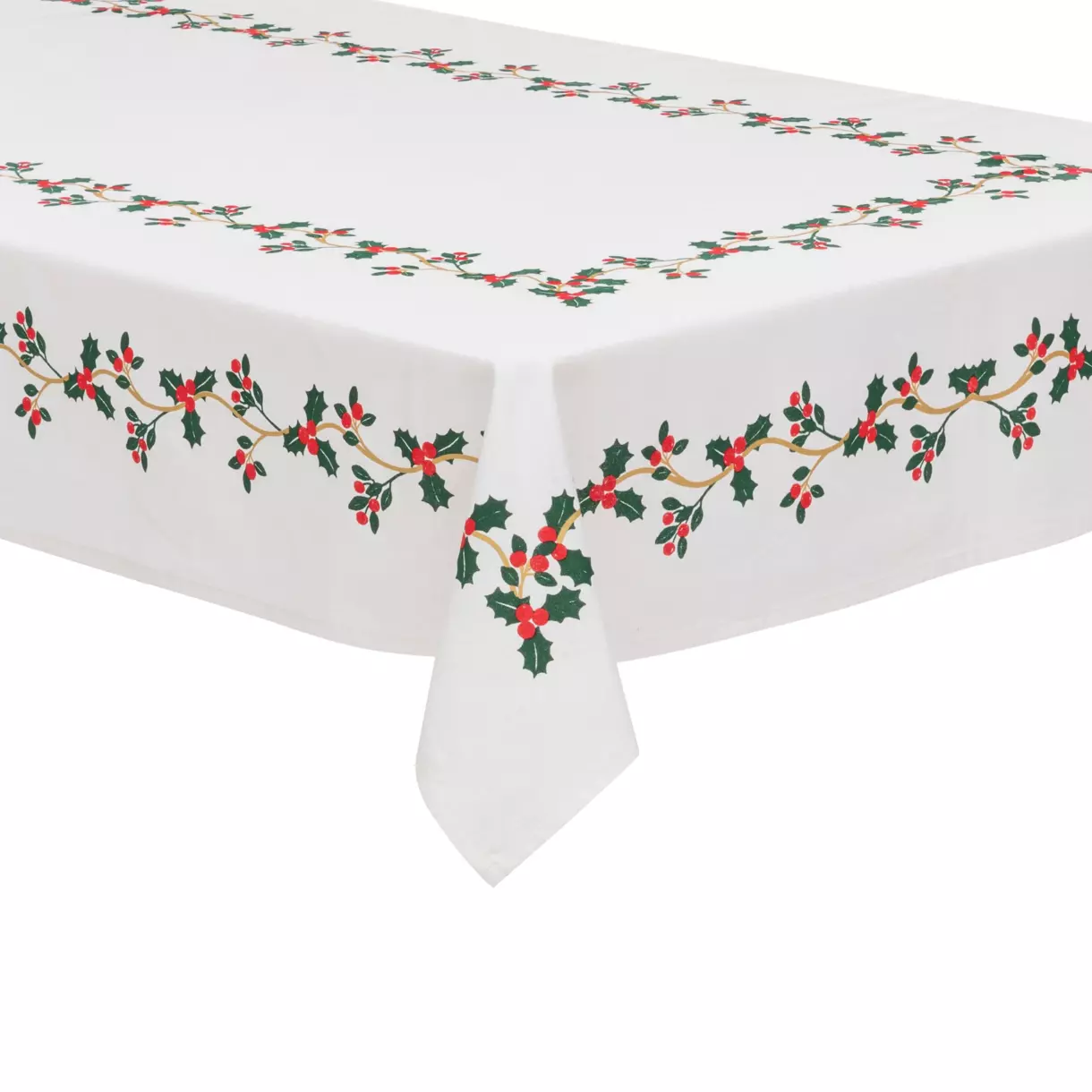 eminza Nappe de Noël rectangulaire (140 x 240 cm) Houx Blanc