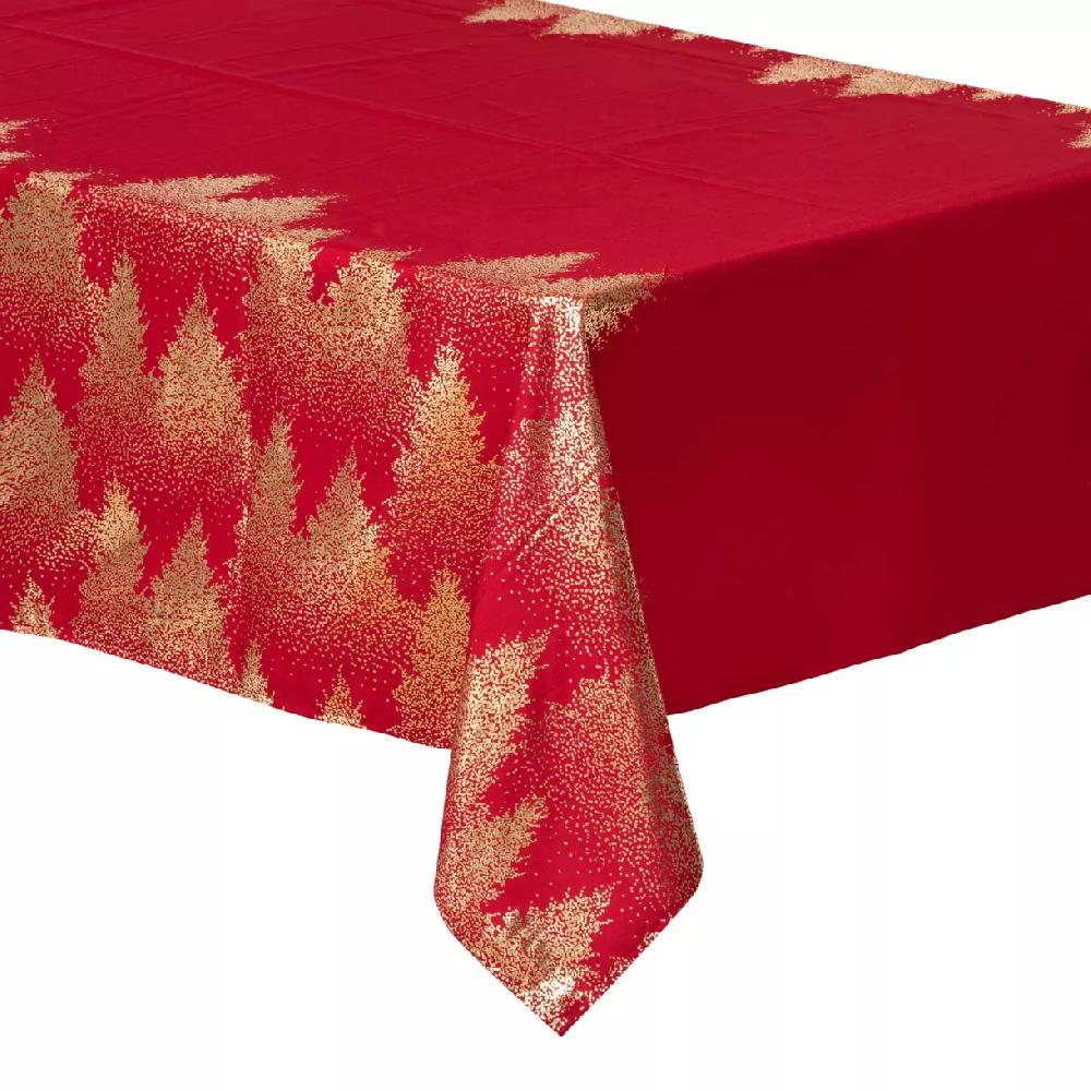 eminza Nappe de Noël rectangulaire (140 x 240 cm) Sapin Rouge