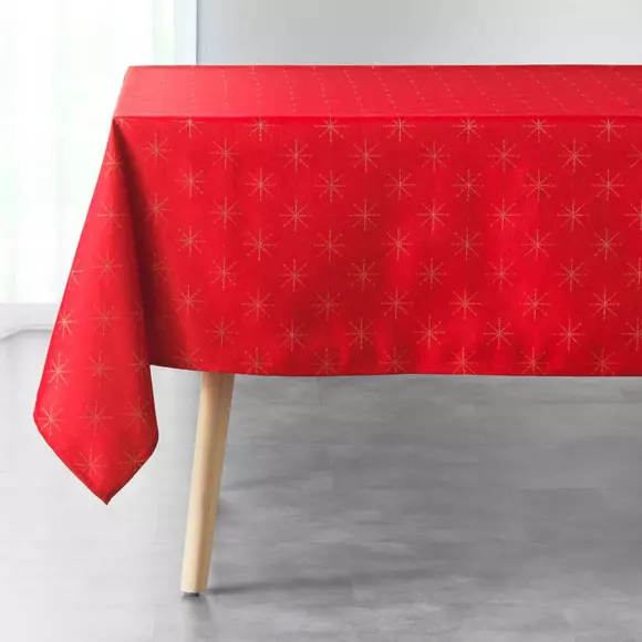 Eminza Nappe De Noël Rectangulaire (140 X 300 Cm) Etoiles Rouge