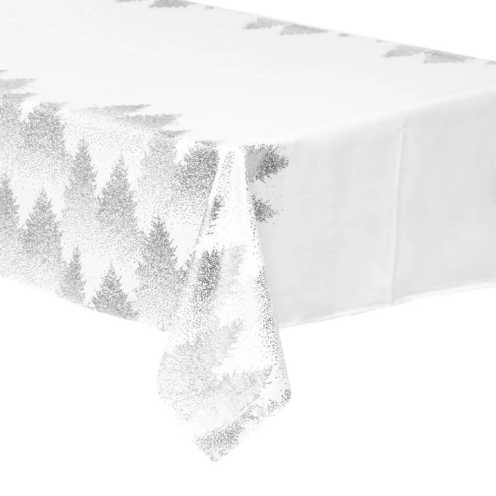 eminza Nappe de Noël rectangulaire (140 x 360 cm) Sapin Argent