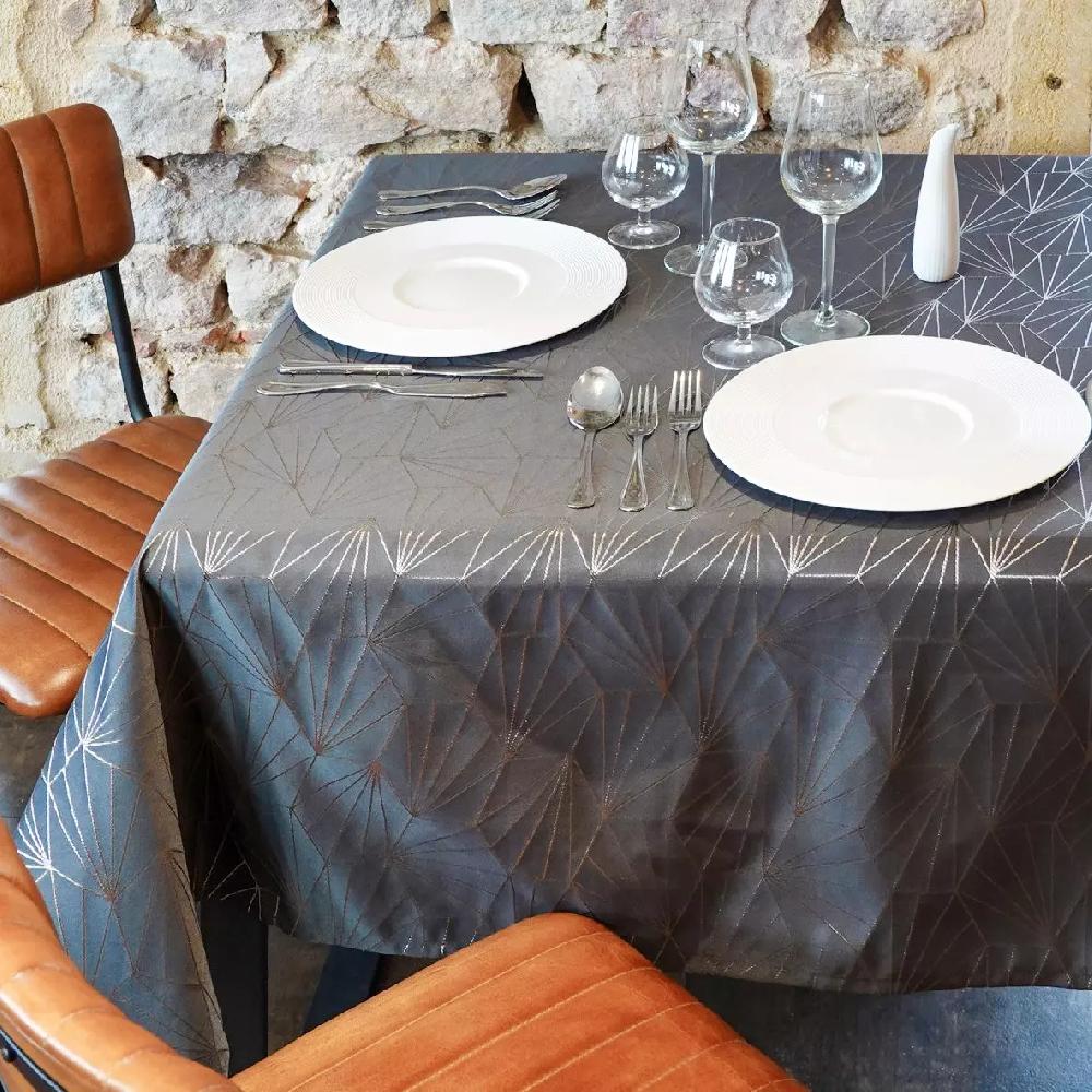 eminza Nappe de Noël rectangulaire (145 x 240 cm) Facette Anthracite