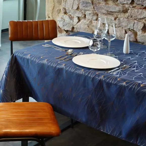 Eminza Nappe De Noël Rectangulaire (145 X 240 Cm) Facette Bleu