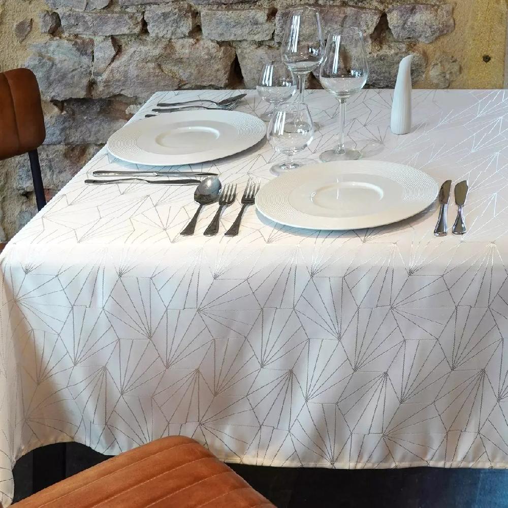 eminza Nappe de Noël rectangulaire (145 x 240 cm) Facette Blanc