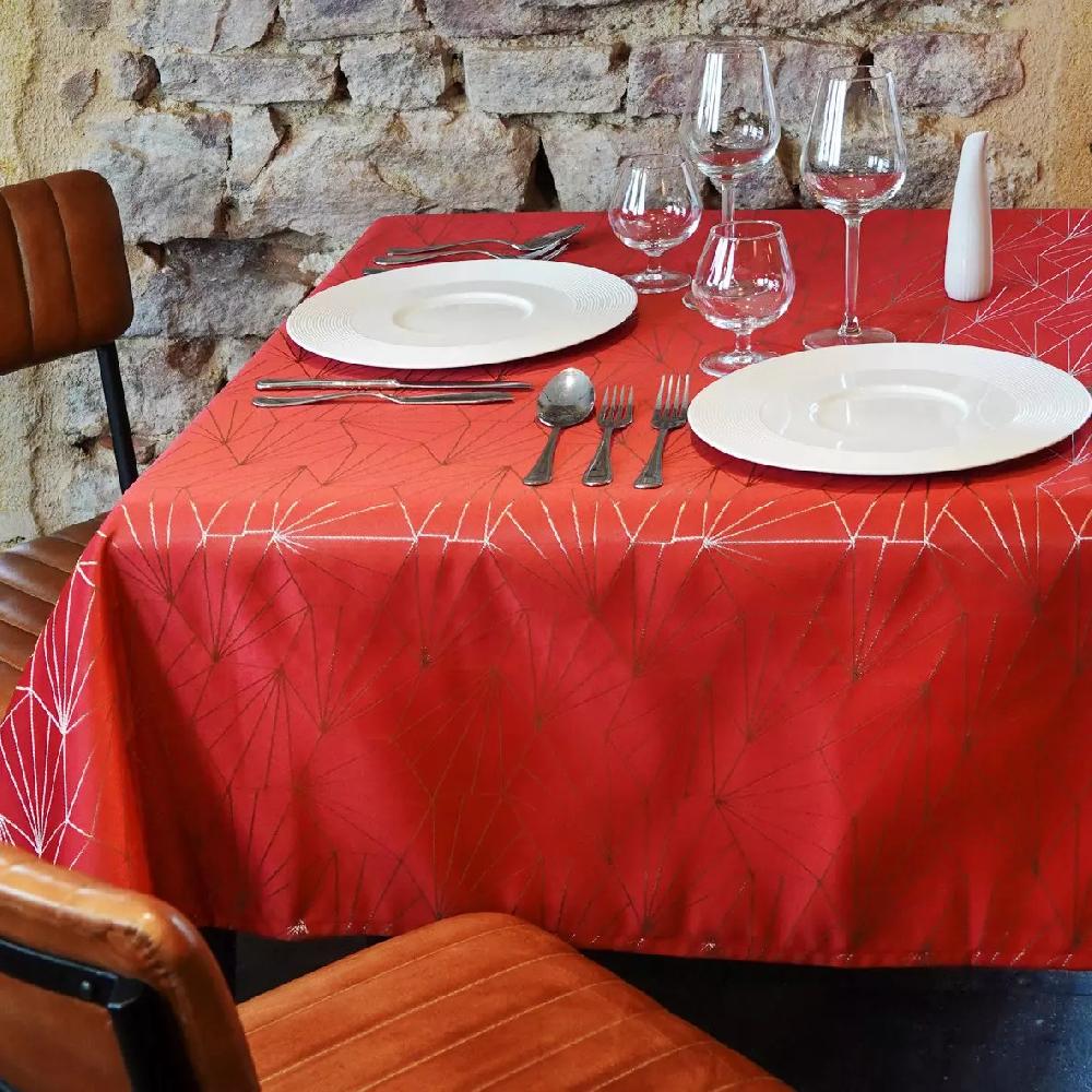 eminza Nappe de Noël rectangulaire (145 x 240 cm) Facette Rouge