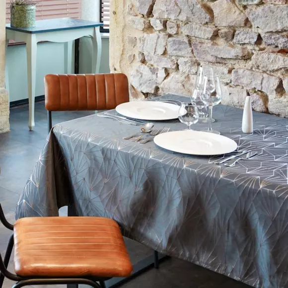 Eminza Nappe De Noël Rectangulaire (145 X 300 Cm) Facette Anthracite