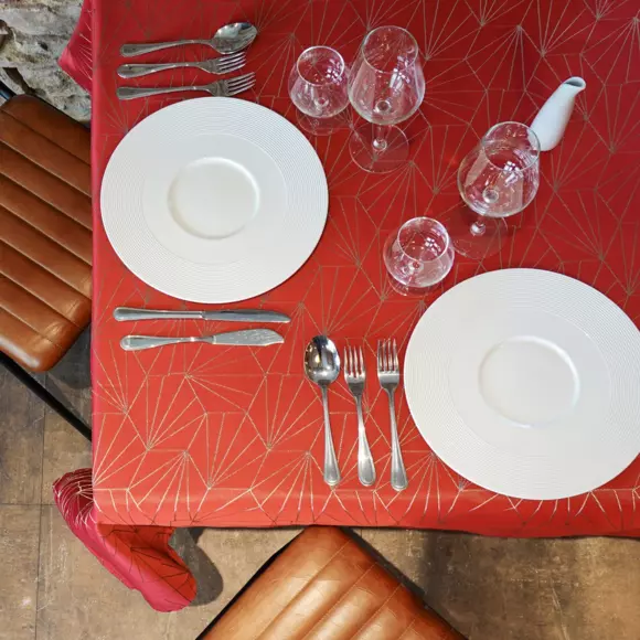 Eminza Nappe De Noël Rectangulaire (145 X 350 Cm) Facette Rouge