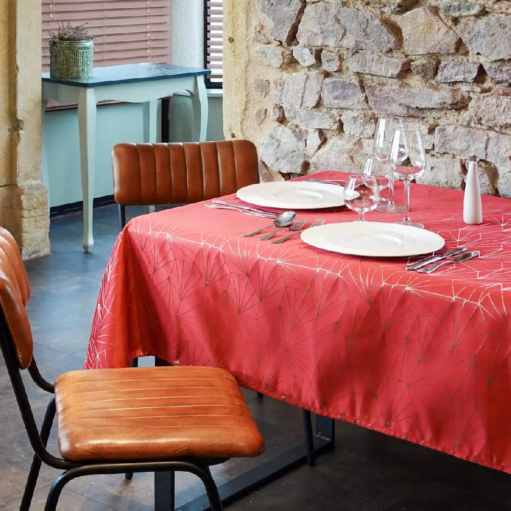 eminza Nappe de Noël rectangulaire (145 x 350 cm) Facette Rouge