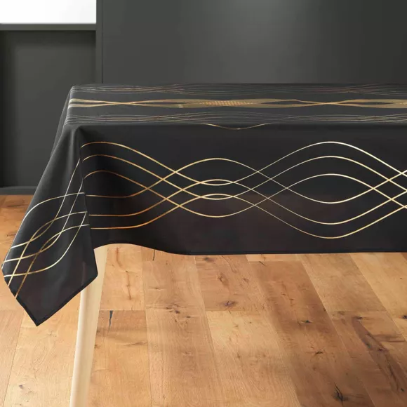 Eminza Nappe De Noël Rectangulaire (150 X 240 Cm) Elona Métallisé Noir