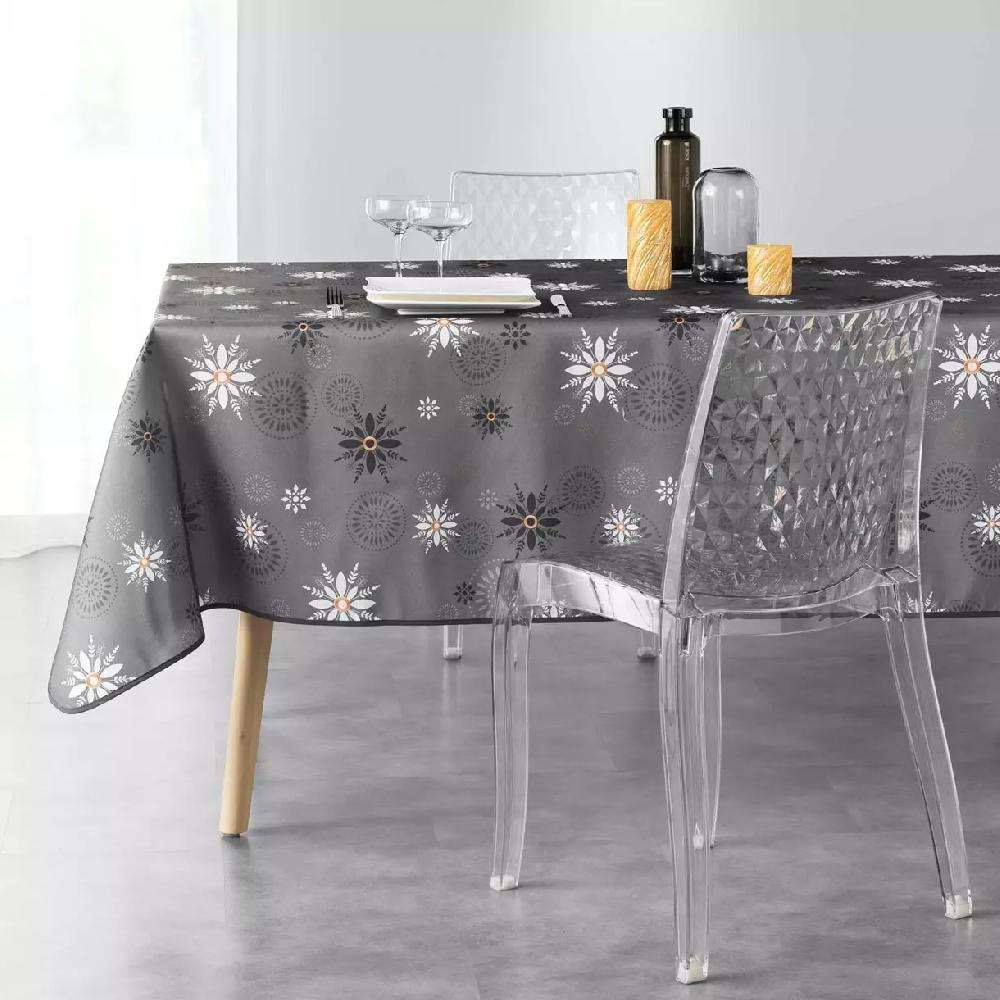 eminza Nappe de Noël rectangulaire (150 x 240 cm) Enchanté Anthracite