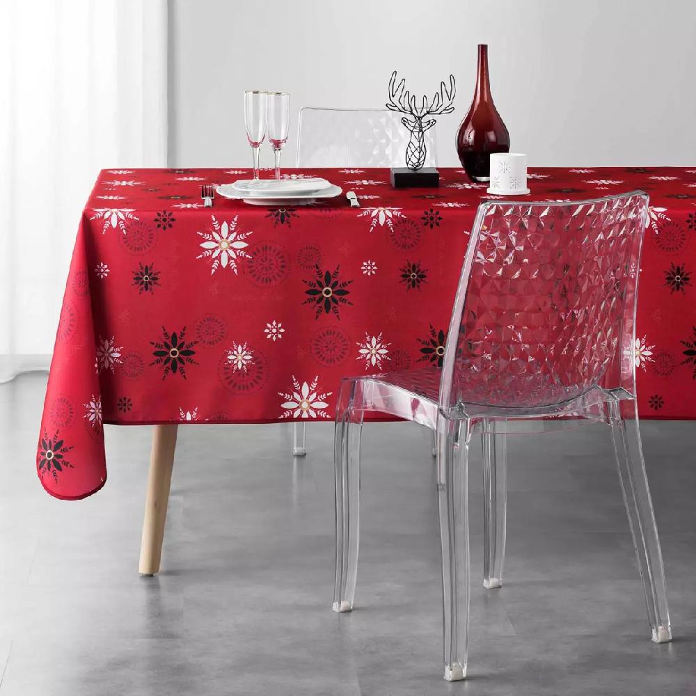 eminza Nappe de Noël rectangulaire (150 x 240 cm) Enchanté Rouge