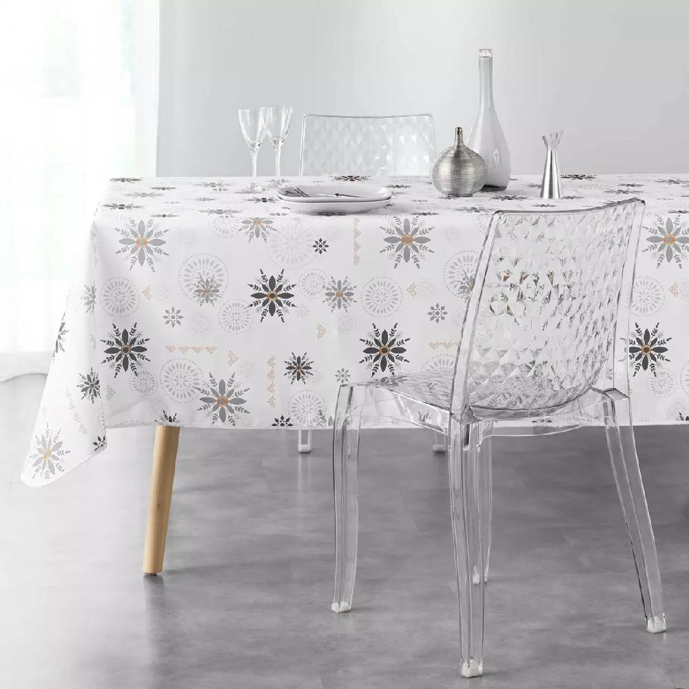eminza Nappe de Noël rectangulaire (150 x 240 cm) Enchanté Blanc