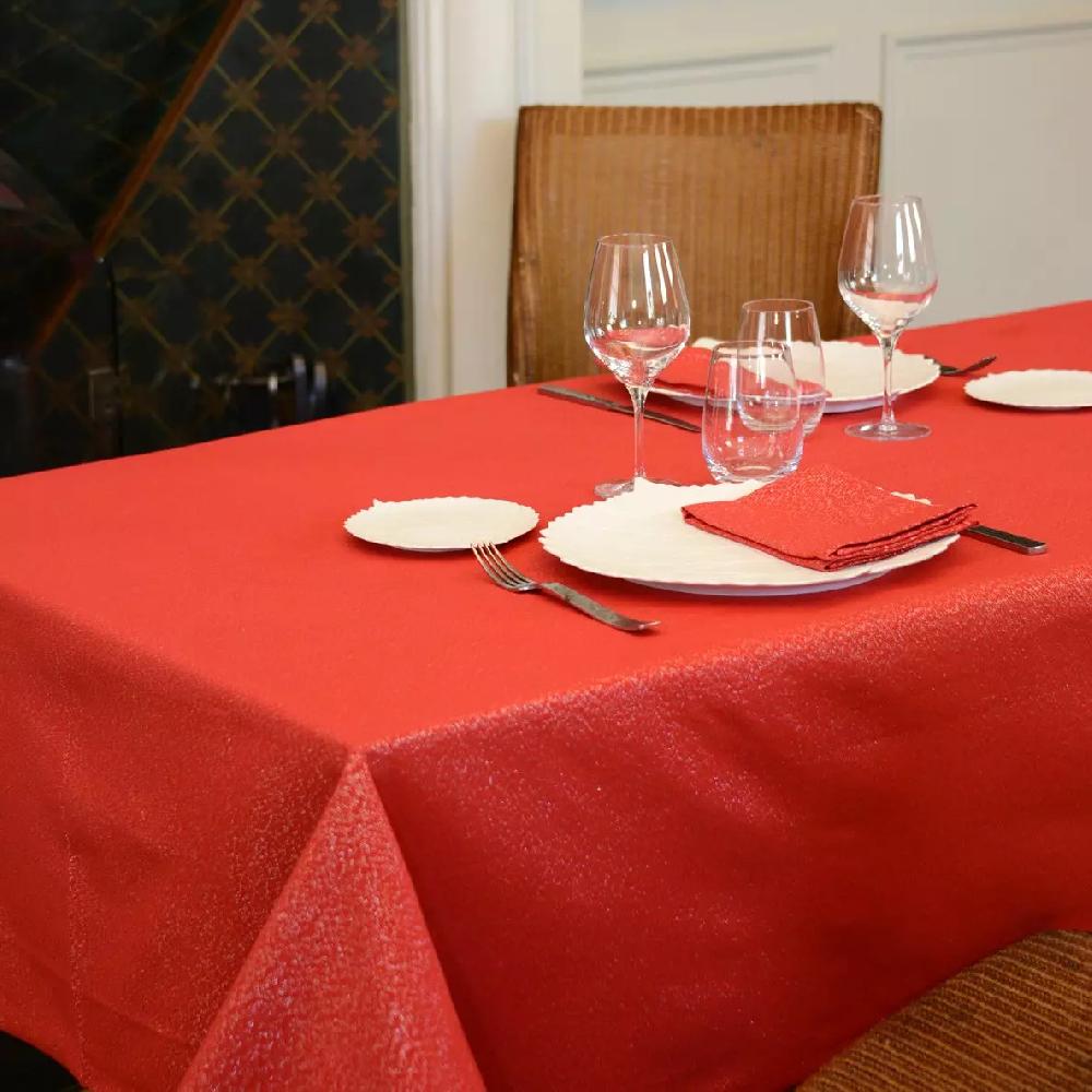 eminza Nappe de Noël rectangulaire (150 x 240 cm) Etincelle Rouge