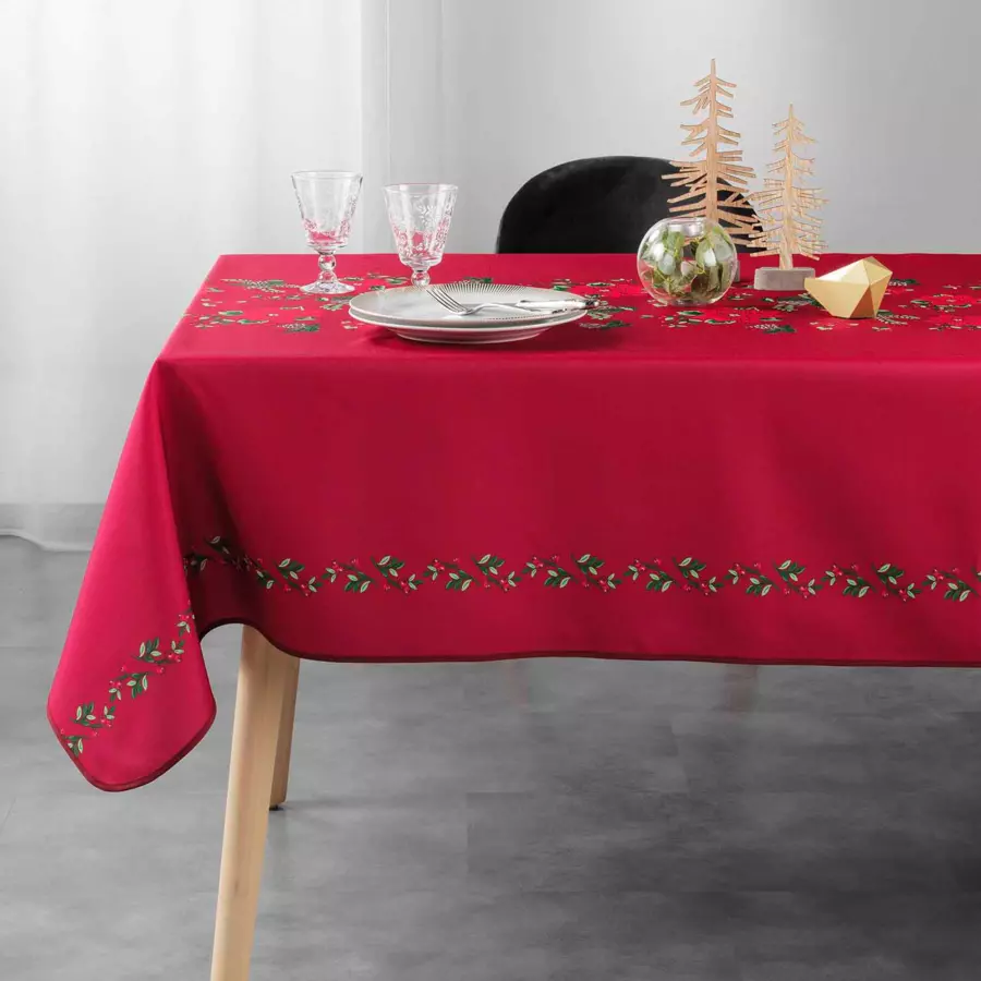 Eminza Nappe De Noël Rectangulaire (150 X 240 Cm) Isadora Rouge