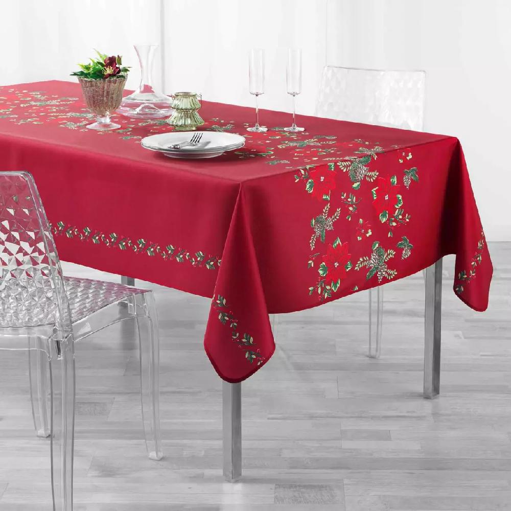 eminza Nappe de Noël rectangulaire (150 x 240 cm) Isadora Rouge