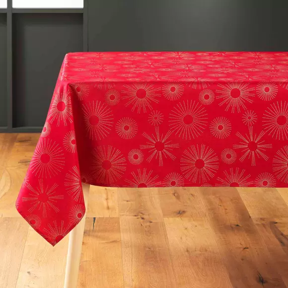 Eminza Nappe De Noël Rectangulaire (150 X 240 Cm) Pampille Métallisé Rouge