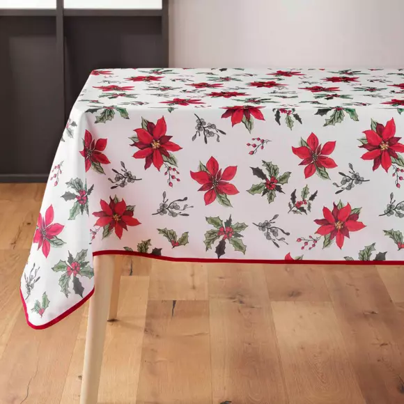 Eminza Nappe De Noël Rectangulaire (150 X 300 Cm) Amaryllis Blanc