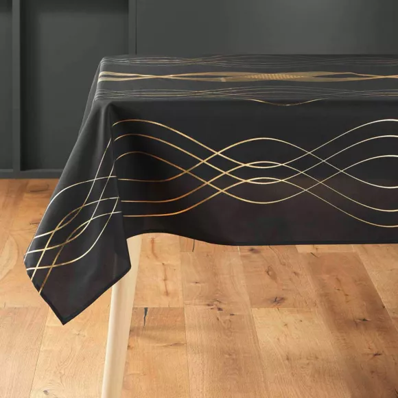 Eminza Nappe De Noël Rectangulaire (150 X 300 Cm) Elona Métallisé Noir