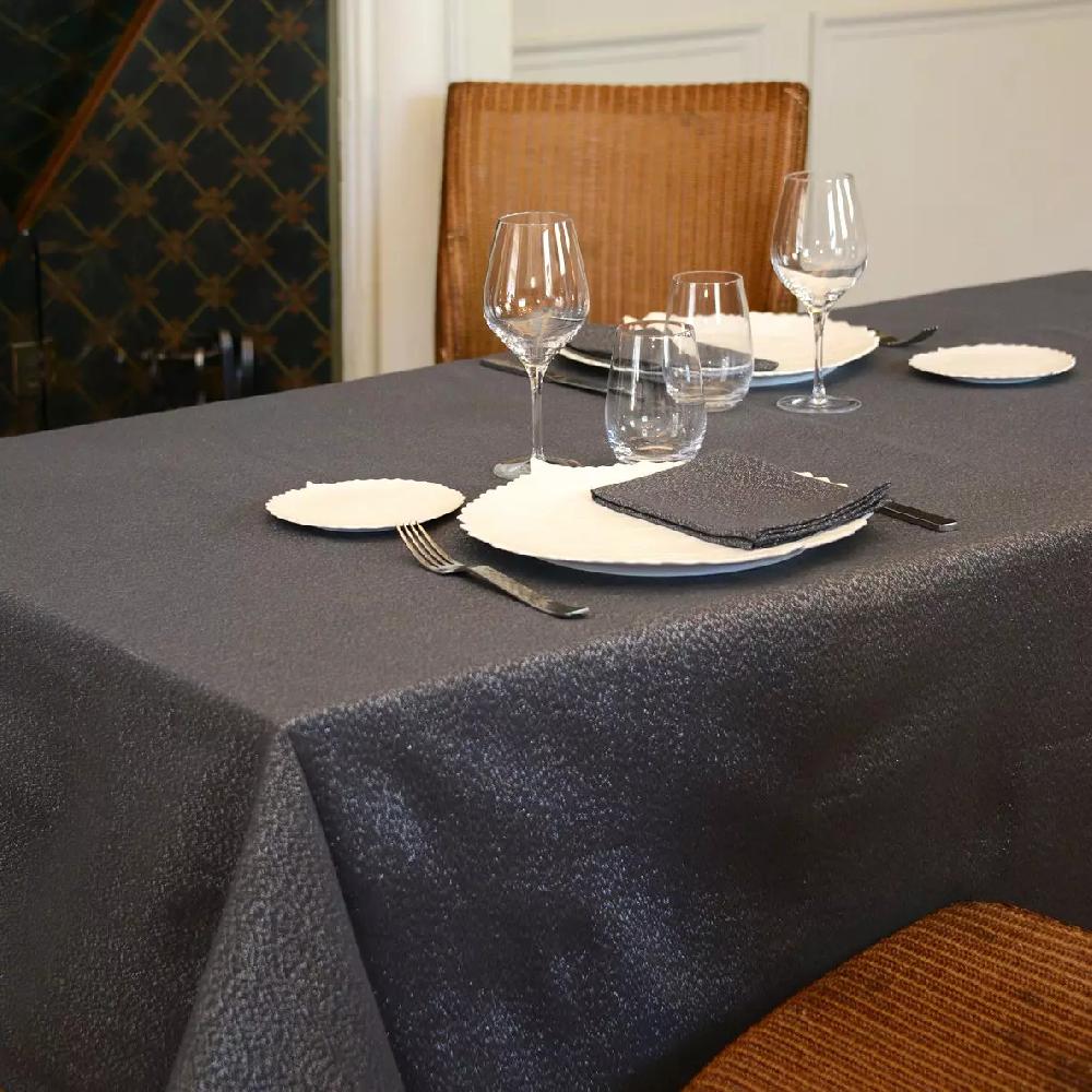 eminza Nappe de Noël rectangulaire (150 x 300 cm) Etincelle Anthracite