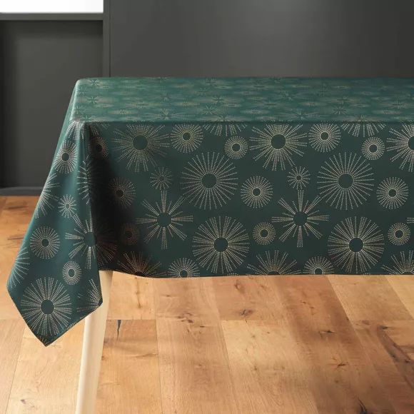 Eminza Nappe De Noël Rectangulaire (150 X 300 Cm) Pampille Métallisé Vert