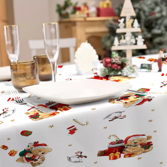Eminza Nappe De Noël Rectangulaire Anti Tache (150 X 300 Cm) Oursons