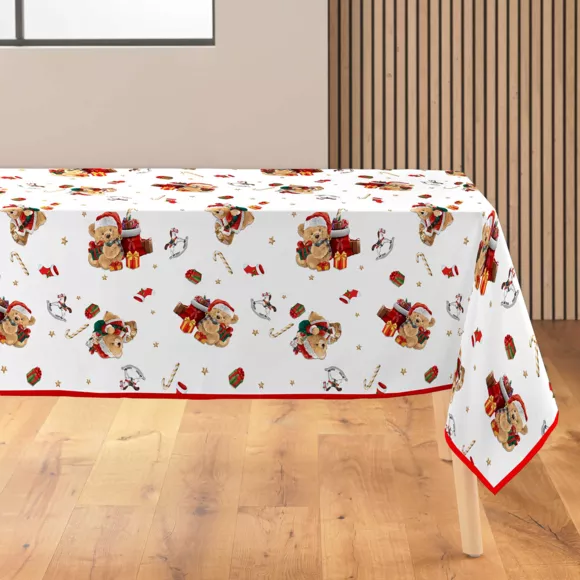 Eminza Nappe De Noël Rectangulaire Anti Tache (150 X 300 Cm) Oursons