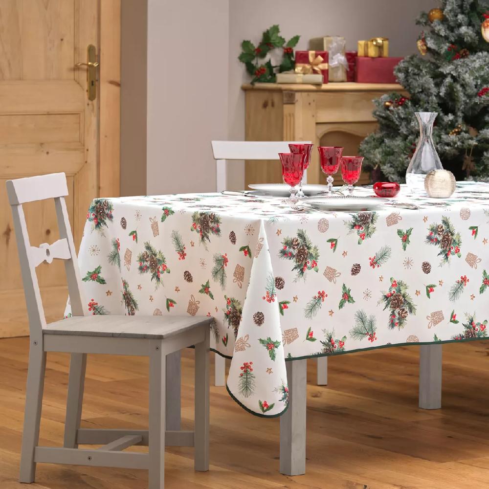 eminza Nappe de Noël rectangulaire anti tache (150 x 300 cm) Hollystar