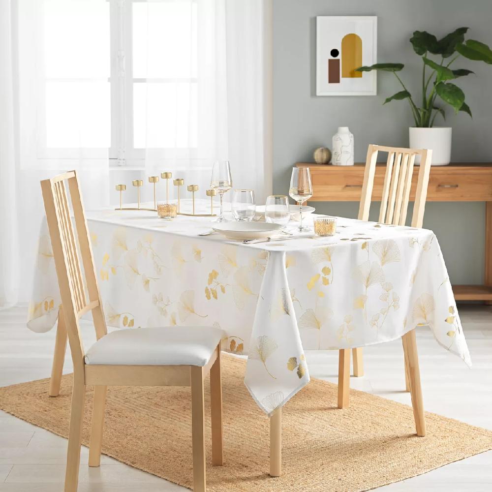 eminza Nappe rectangulaire (150 x 300 cm) Bloomy Blanche