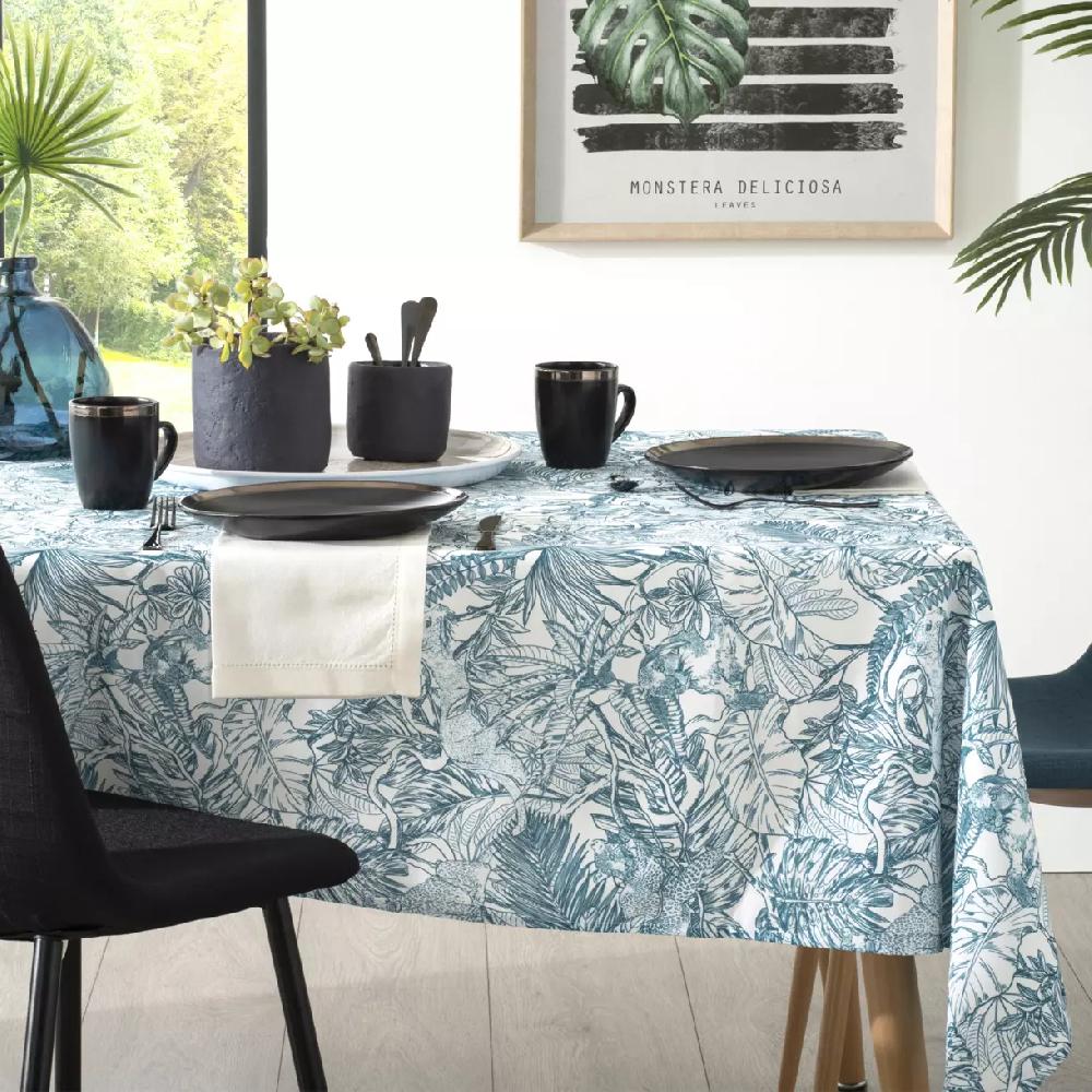 eminza Nappe rectangulaire anti tache (140 x 240 cm) Jungle Verte