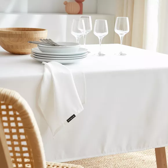 Eminza Nappe Rectangulaire Anti Tache (140 X 350 Cm) Elise Blanche