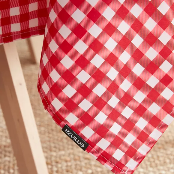 Eminza Nappe Rectangulaire Anti Tache (140 X 350 Cm) Elise Vichy Rouge