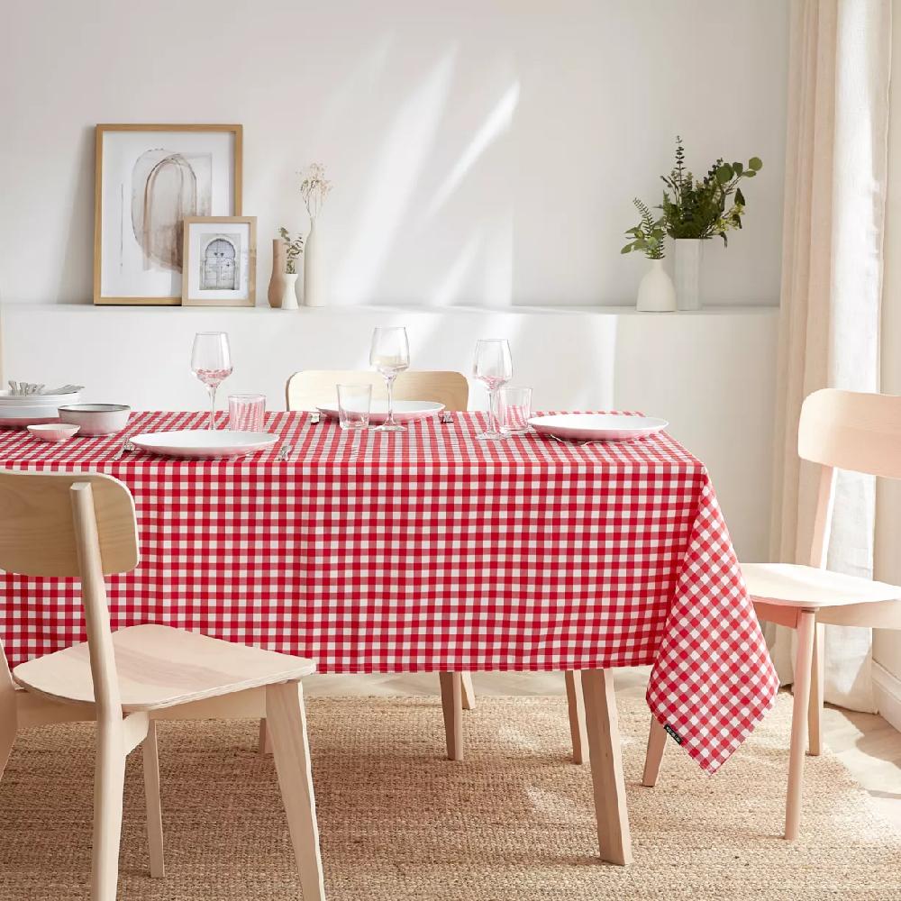 eminza Nappe rectangulaire anti tache (140 x 350 cm) Elise Vichy Rouge