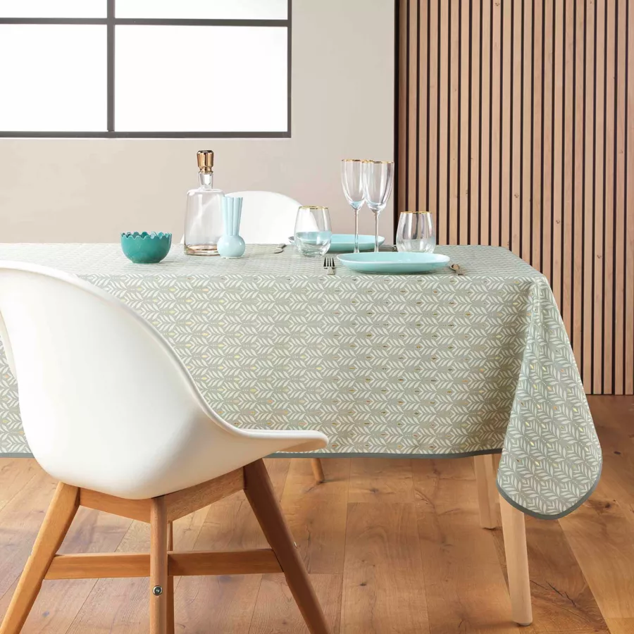 Eminza Nappe Rectangulaire Anti Tache (145 X 240 Cm) Piana Vert Sauge