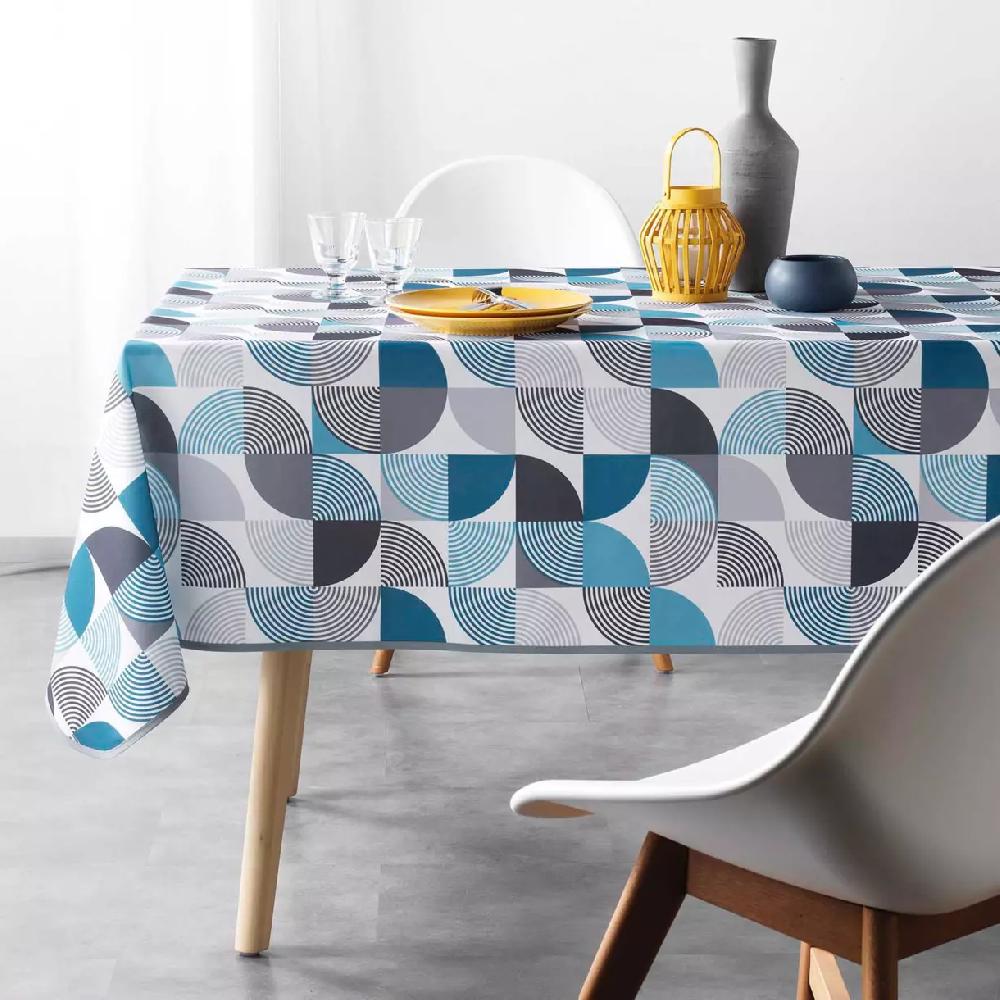 eminza Nappe rectangulaire anti tache (150 x 240 cm) Rythmo Bleue