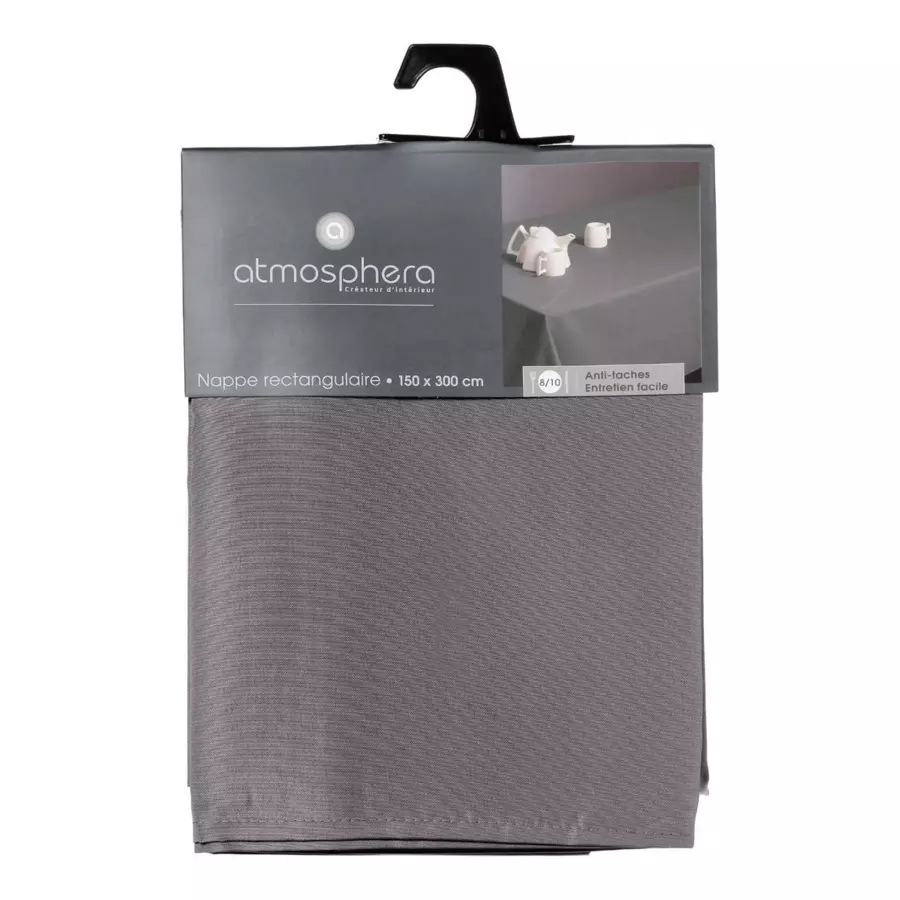 Eminza Nappe Rectangulaire Anti Tache (150 X 300 Cm) Lina Grise