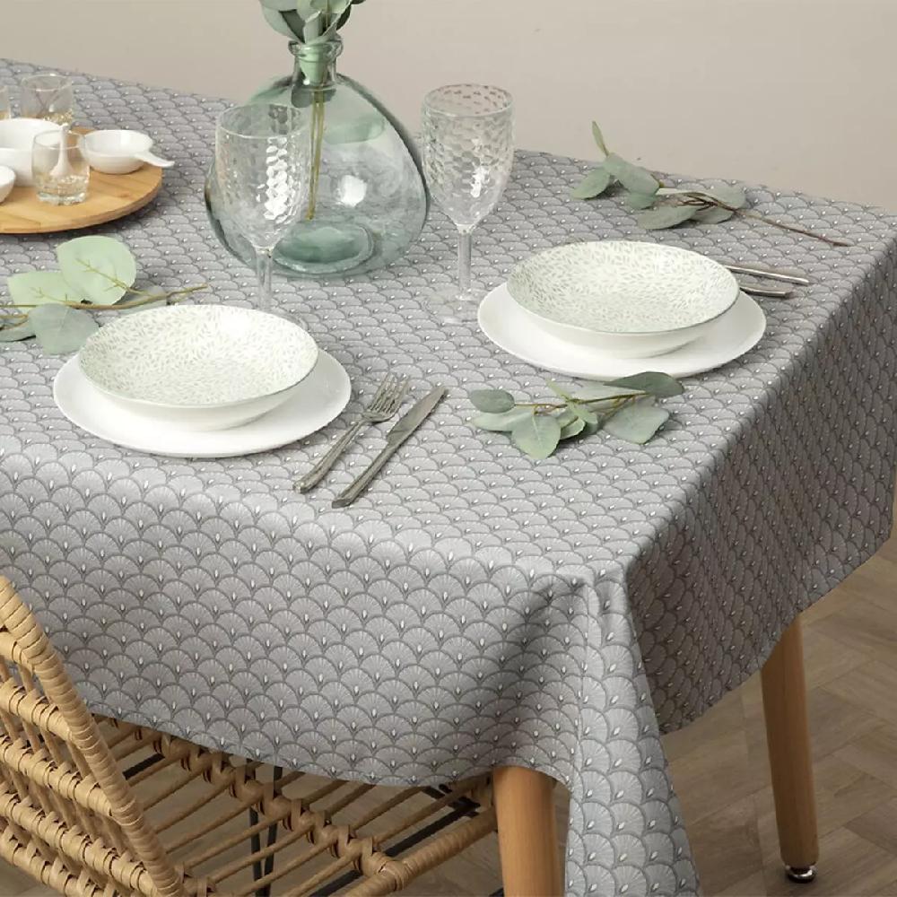 eminza Nappe rectangulaire anti tache (150 x 300 cm) Livia Grise