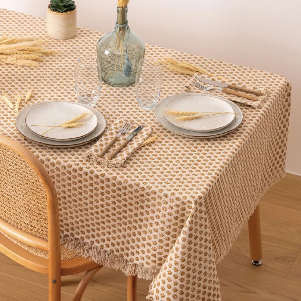 eminza Nappe rectangulaire coton (150 x 250 cm) Indie Beige