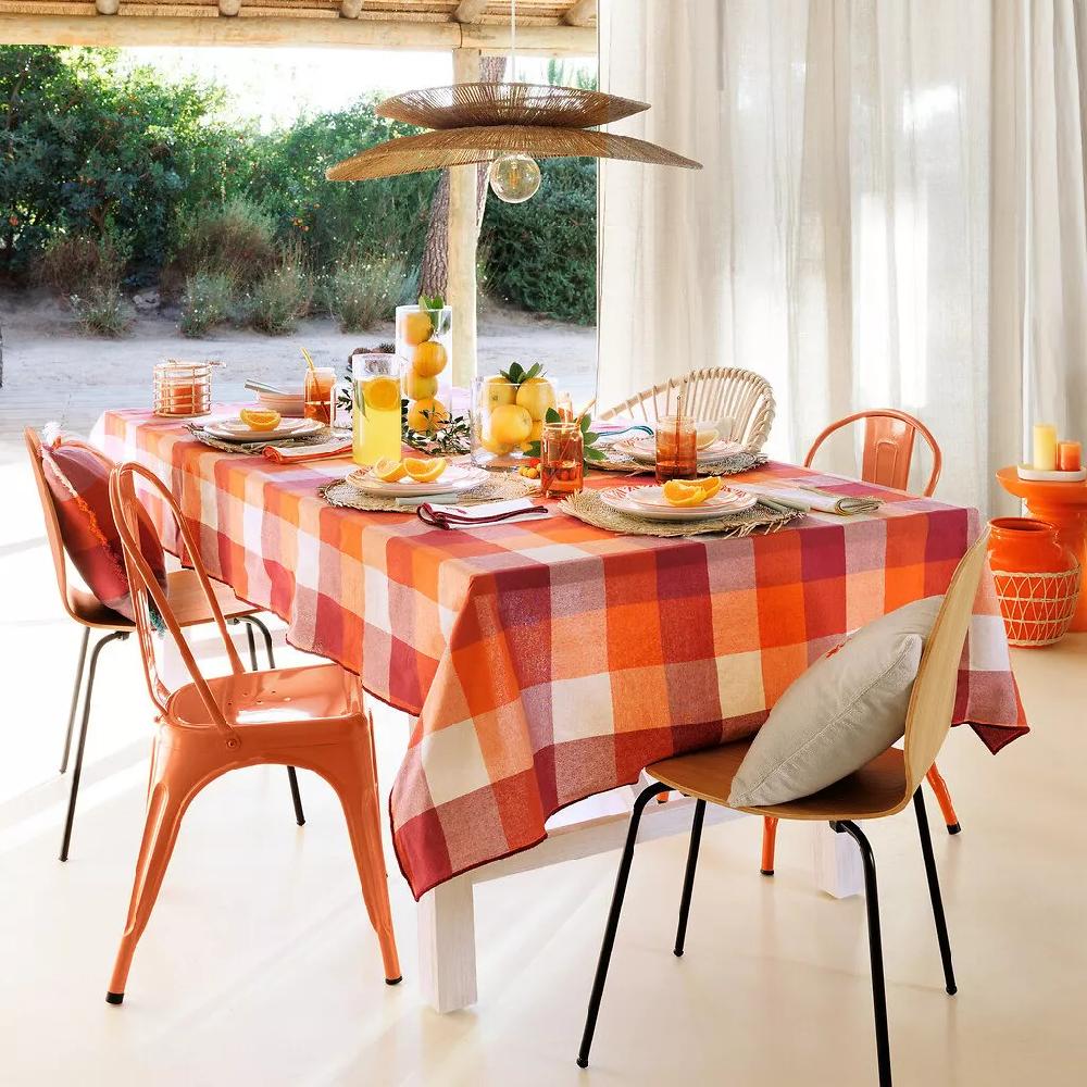 eminza Nappe rectangulaire coton (150 x 250 cm) Madras Multicolore
