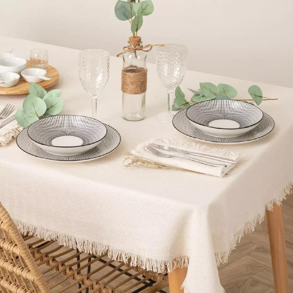 eminza Nappe rectangulaire coton (150 x 250 cm) Maha Blanche