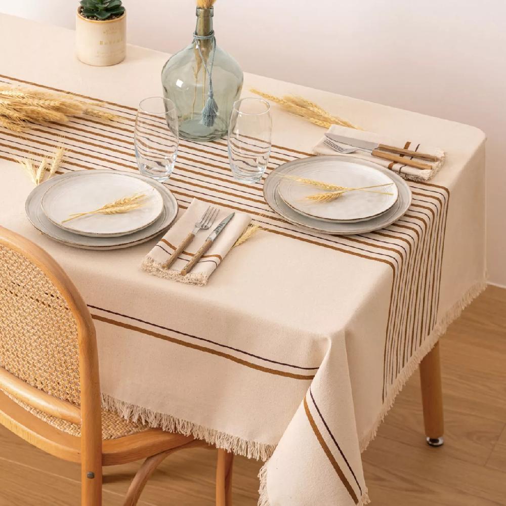 eminza Nappe rectangulaire coton (150 x 250 cm) Ray Beige