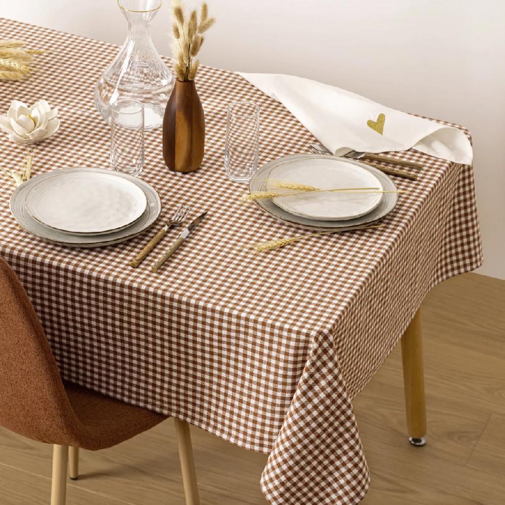 eminza Nappe rectangulaire coton (150 x 250 cm) The floral Marron