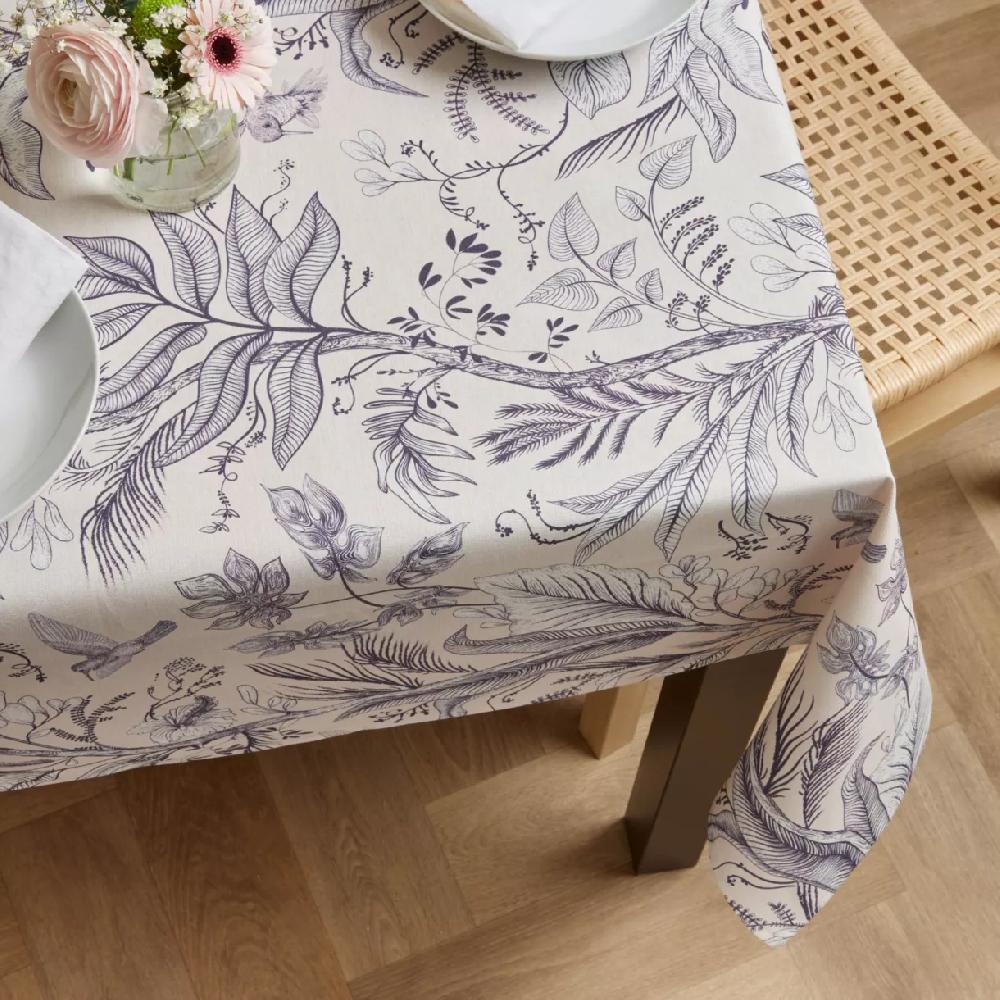 eminza Nappe rectangulaire coton enduit (150 x 250 cm) Colibri Grise
