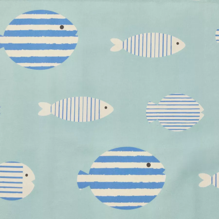 Eminza Nappe Rectangulaire Coton Enduit (150 X 250 Cm) Fish Bleue