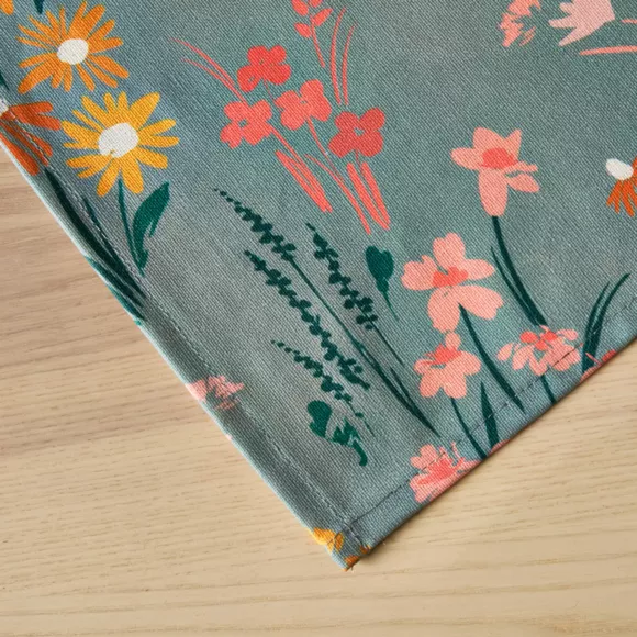 Eminza Nappe Rectangulaire Coton Enduit (150 X 250 Cm) Juliette Vert Eucalyptus