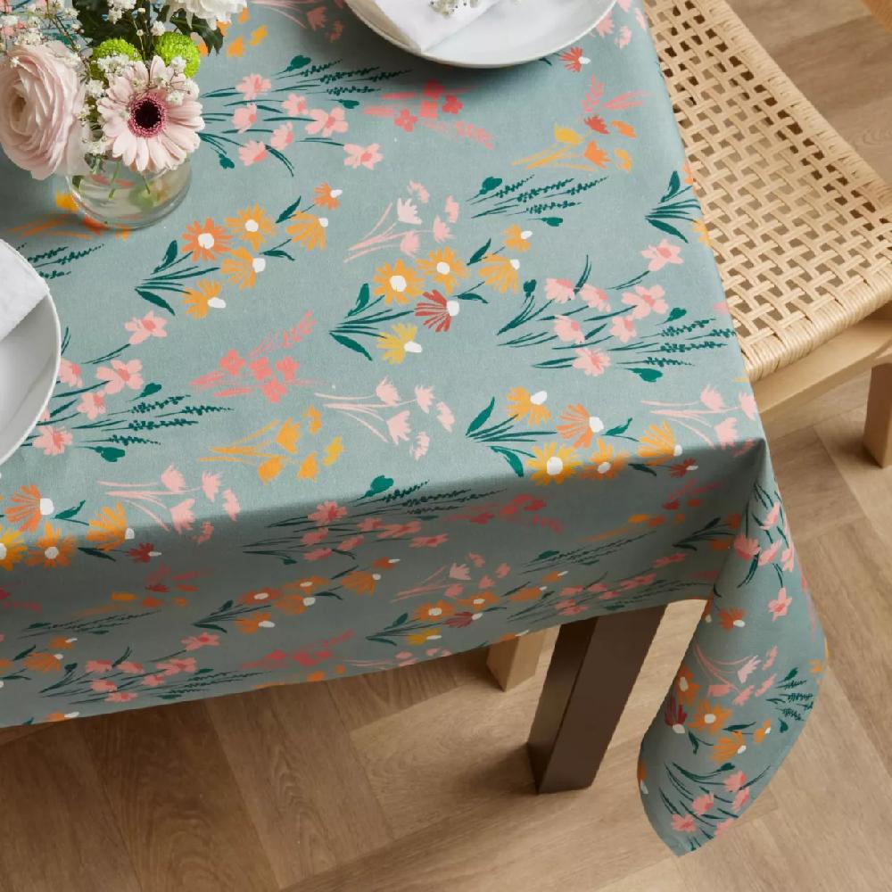 eminza Nappe rectangulaire coton enduit (150 x 250 cm) Juliette Vert eucalyptus